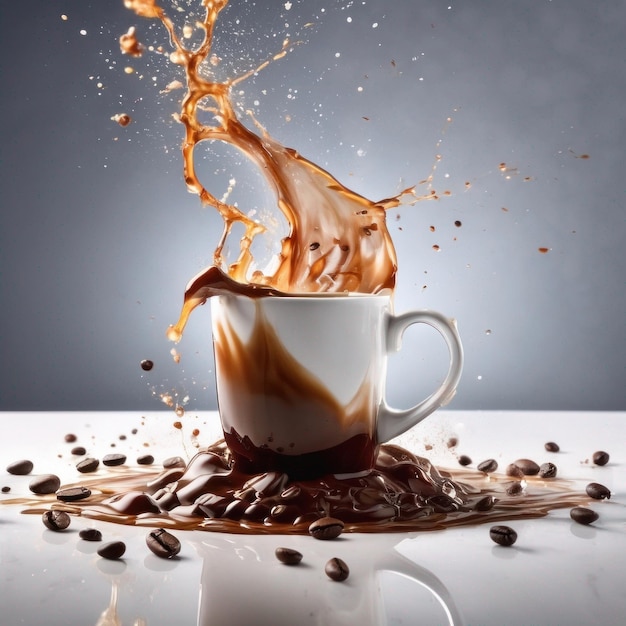 커피 한 잔과 커피 한 방울.