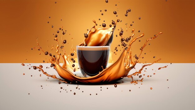 Photo a cup of coffee with a splash of liquid in it