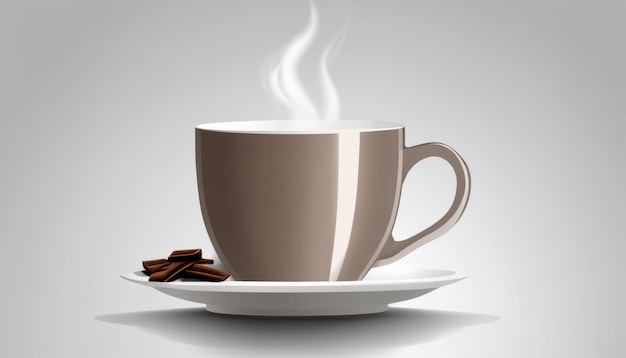 スプーンとチョコレートバーを皿の上に置いたコーヒーのカップ