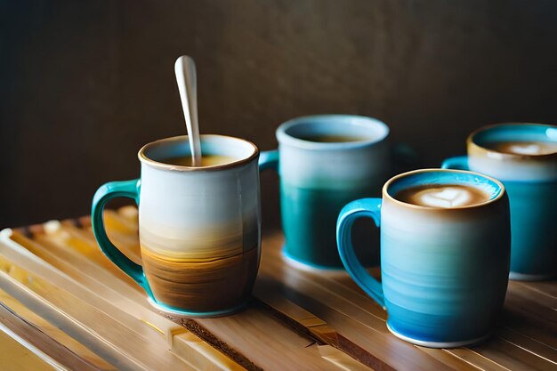 Photo a cup of coffee with a spoon in it