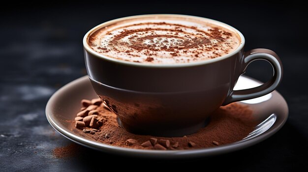 A cup of coffee with a spoon on a saucer and a spoon.