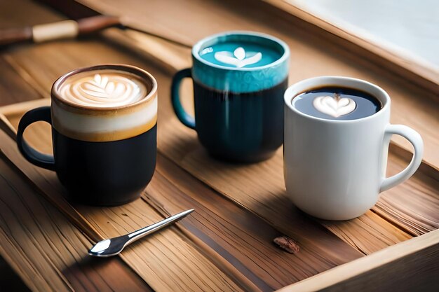 Чашка кофе с ложкой и ложкой на столе.