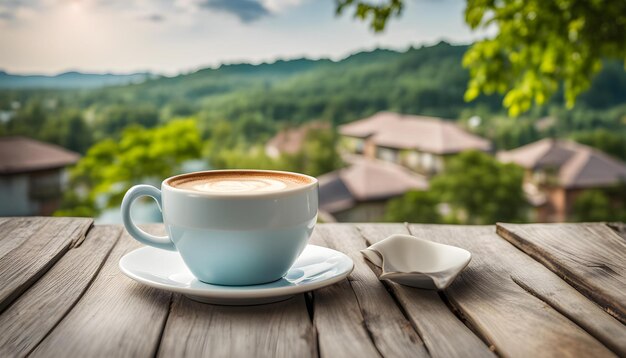 Photo a cup of coffee with a spoon on a table