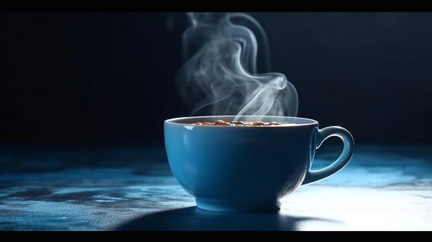 A cup of coffee with steam coming out of it