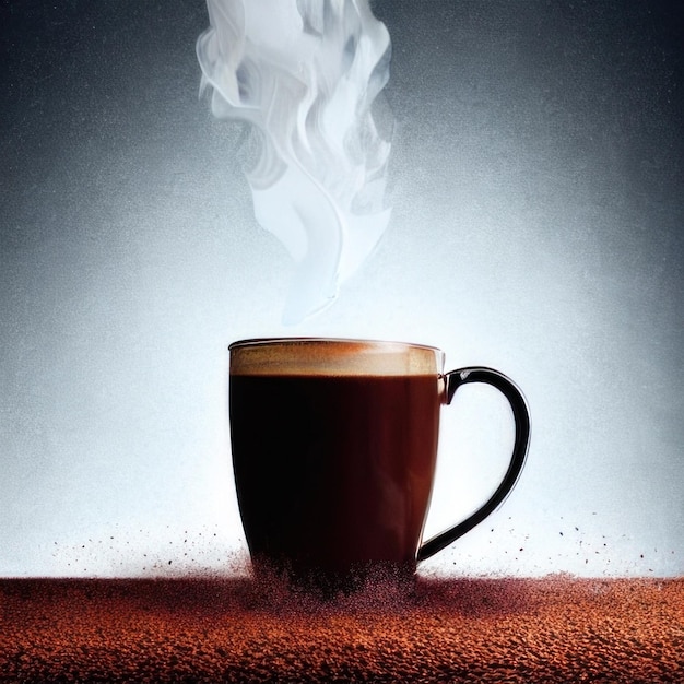 a cup of coffee with steam coming out of it