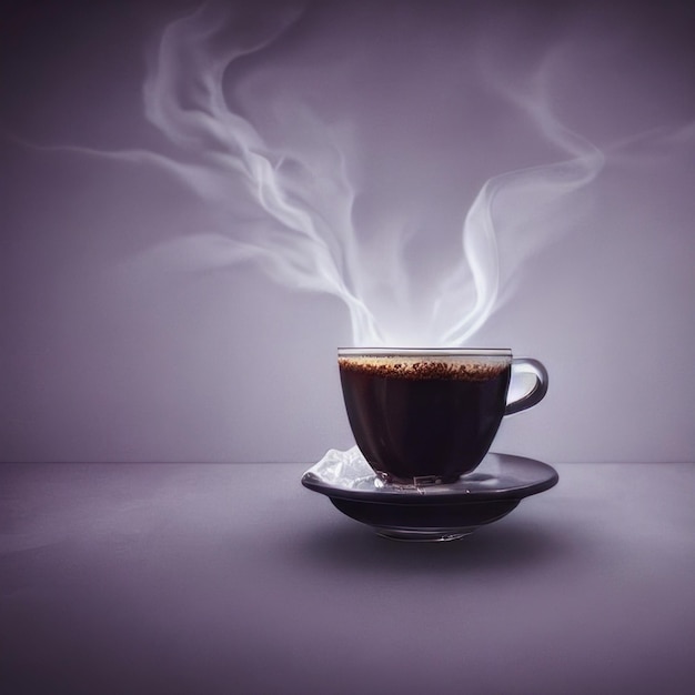 a cup of coffee with steam coming out of it