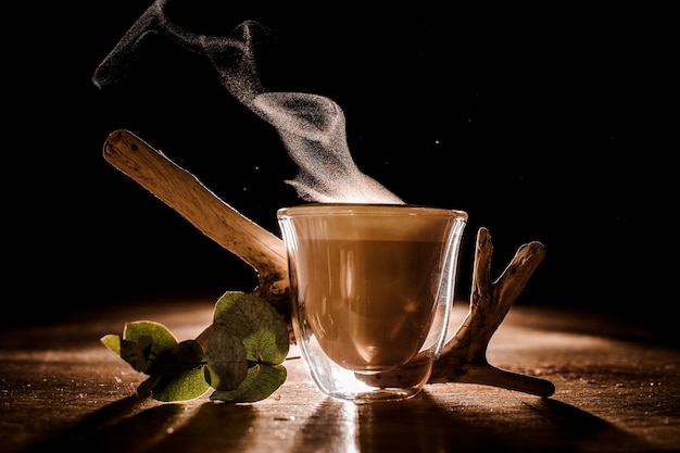 Cup of coffee with steam from it