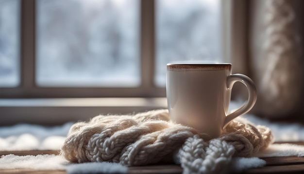 a cup of coffee with a sweater on top of it