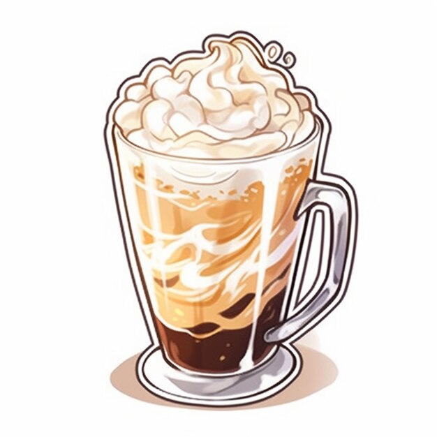 A cup of coffee with whipped cream and whipped cream on top generative ai