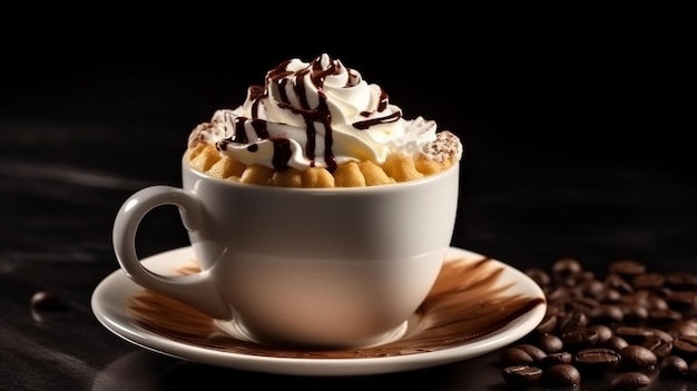 Cup of coffee with whipped creamgenerative ai