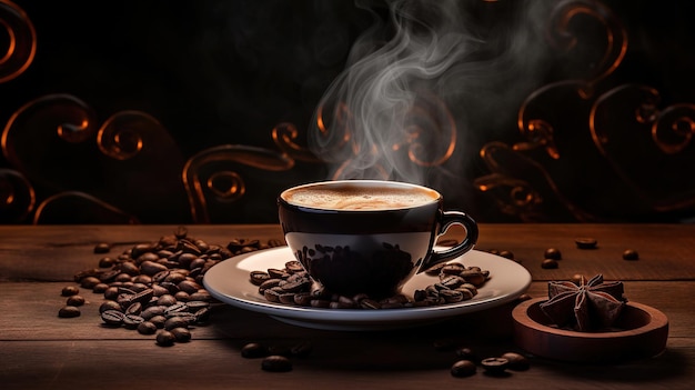 a cup of coffee with the word coffee on it