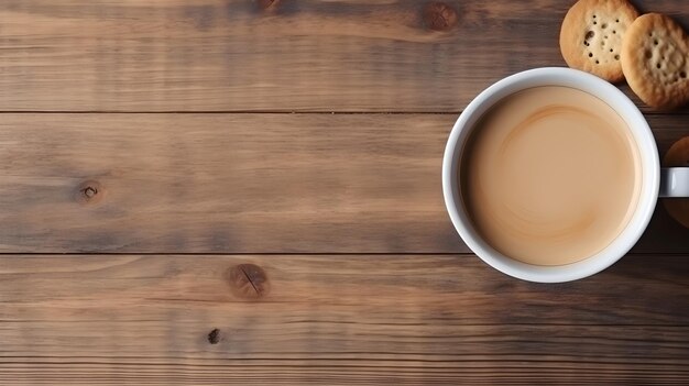 A cup of coffee on a wood table