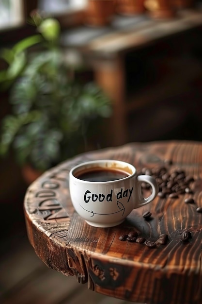 A Cup of Coffee on a Wooden Table