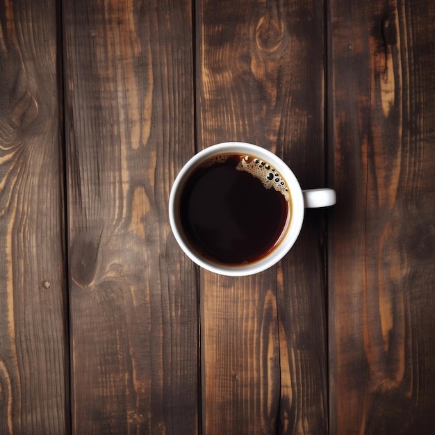 A cup of coffee over a wooden table