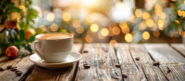 Cup of Coffee on Wooden Table