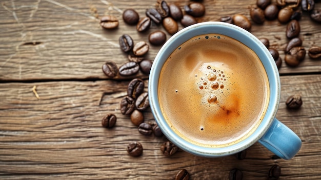 Cup of Coffee on Wooden Table