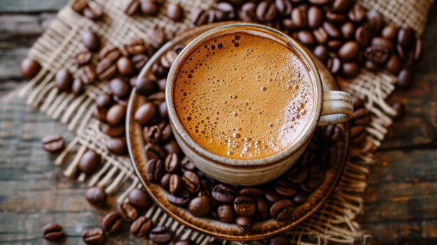 Cup of Coffee on Wooden Table