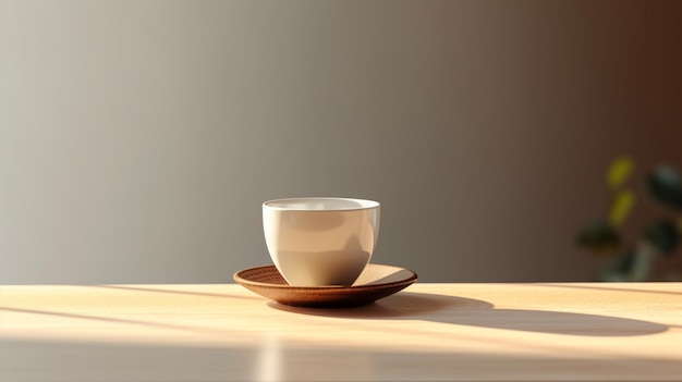 A cup of coffee on a wooden table