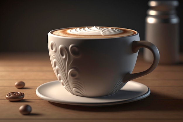 a cup of delicious coffee latte, creative ai