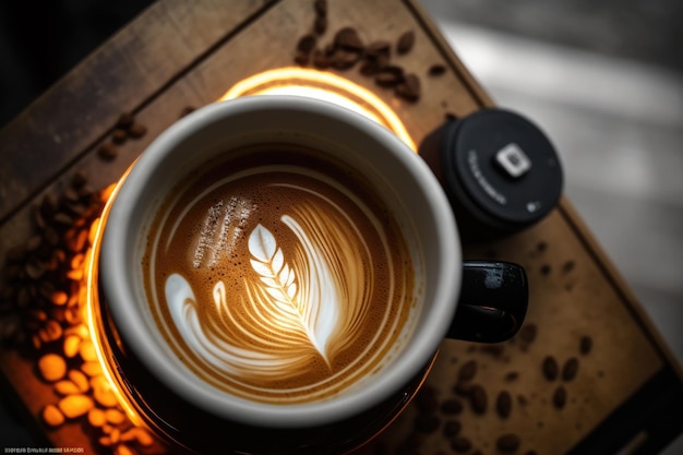 Foto una tazza di caffè nero forte e delizioso illustrazione ai generative