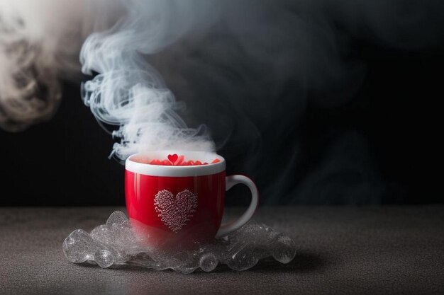 Photo cup drink for breakfast in the hands of lovers selective focus