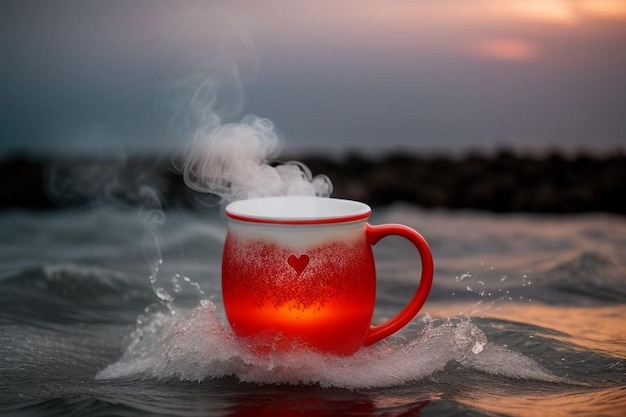 Foto coppa da bere per la colazione nelle mani degli amanti focus selettivo