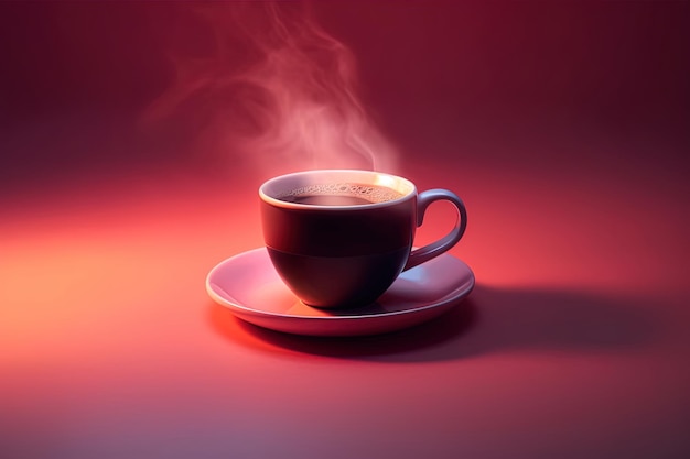 Cup of fresh coffee on the table with soft gradient light and empty space