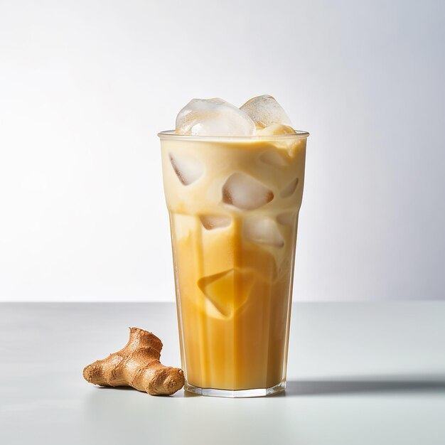 Photo a cup of ginger iced latte