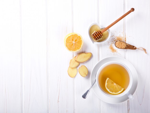 Cup of Ginger Tea with Lemon and Honey