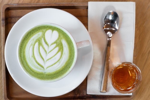 A Cup of green tea matcha latte