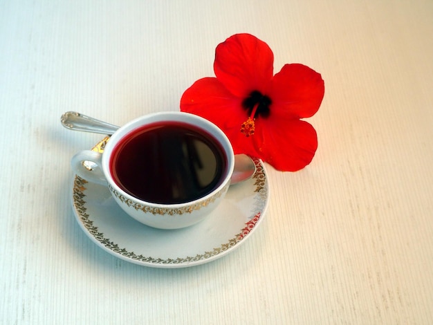 Cup of hibiscus tea