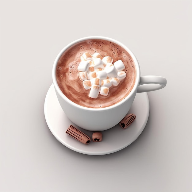 Photo a cup of hot chocolate with marshmallows on the top