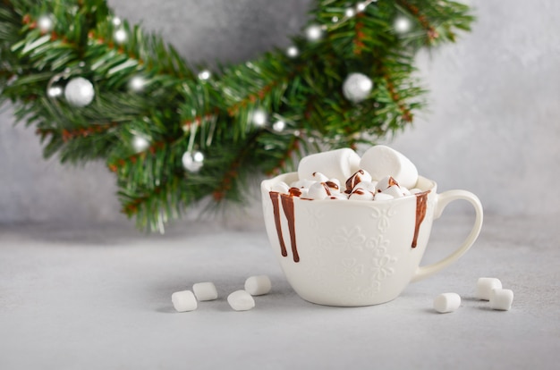 Cup of hot chocolate with marshmallows