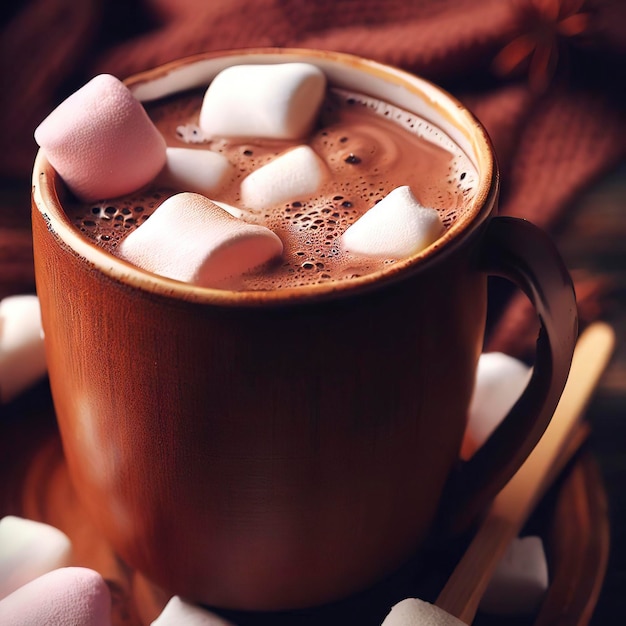 Cup of hot chocolate with marshmallows