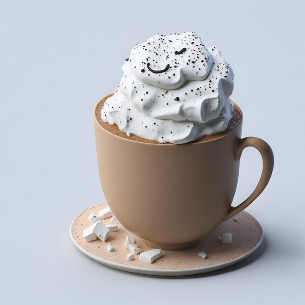 A cup of hot chocolate with a smiley face on top of it.