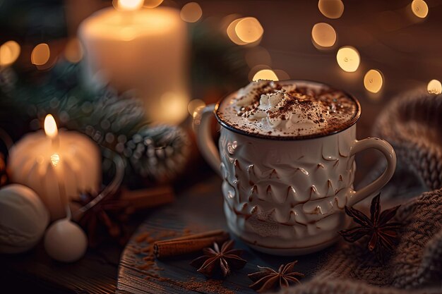 A cup of hot chocolate with whipped cream