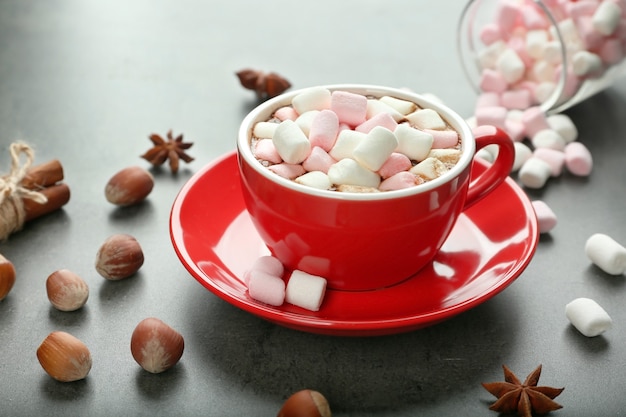 Cup of hot cocoa with marshmallows