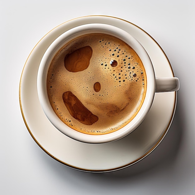 cup of hot coffee on a white table