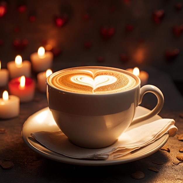 a cup of hot coffee with a heartshaped latte generative AI