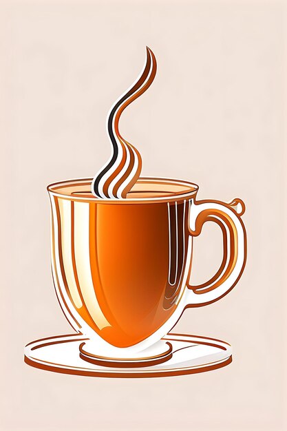 cup of hot drink with stylized smoke coffee Continuous line drawing