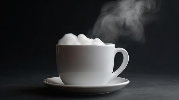 白い雲と温かい飲み物のカップ
