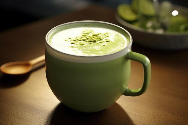 Foto cup hot matcha pubblicità professionale food photography ai generated