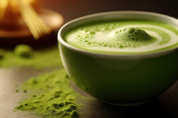 cup hot matcha Profesional advertising Food Photography AI Generated