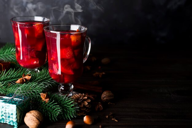 Cup of hot wine with spices