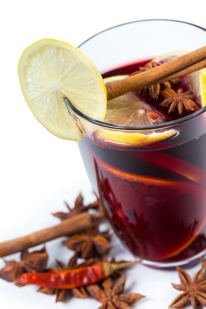 Cup of hot wine with spices