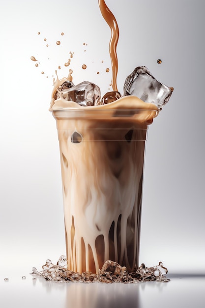 Чашка ледяного кофе с молоком