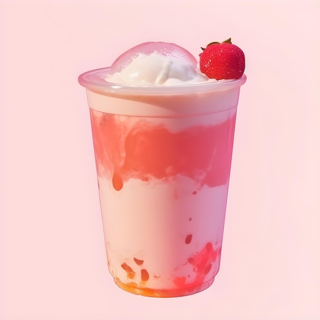 딸기 에 아이스크림 한 잔