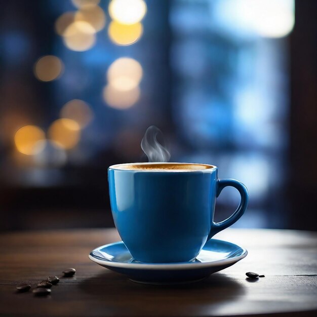 Photo a cup of latte coffee on the wooden table