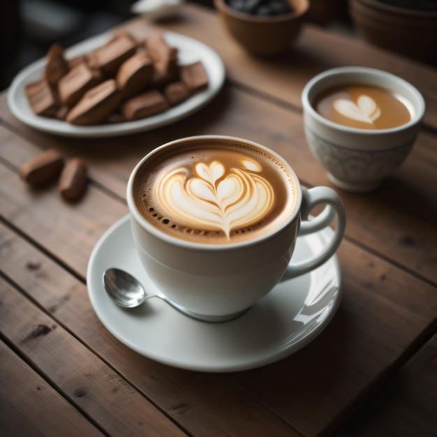 a cup of latte with a heart drawn on it