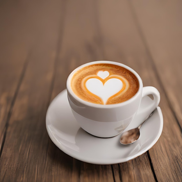 Photo a cup of latte with a heart drawn on the top